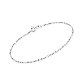 14 ct White Gold Anchor Facet Gold Necklace, 70 cm and 1.4 mm(Thread 0.50)